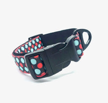 Load image into Gallery viewer, Blue and red polka dot dog collar
